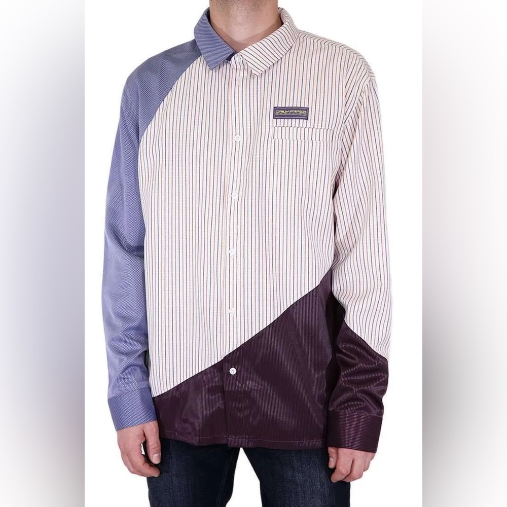 Daily Paper Jadee Button Up Shirt Men’s S Color Block Multi-Pattern Long Sleeve